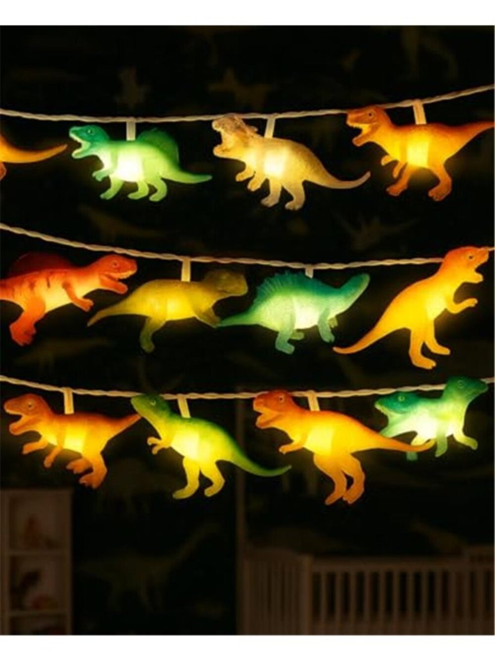 Dinosaur String Lights LED Remote Timer USB Battery Kids Room Decor Lamp